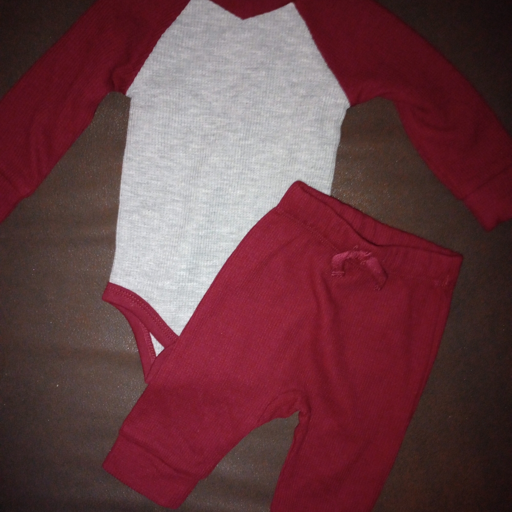 Red and Gray Baby Outfit